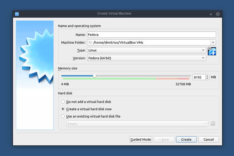 1创建Vm Fedora