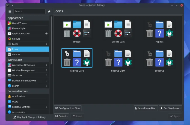 Kde Neon 系统图标