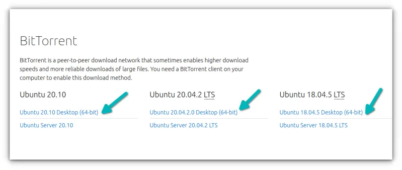 ubuntu 种子下载选项